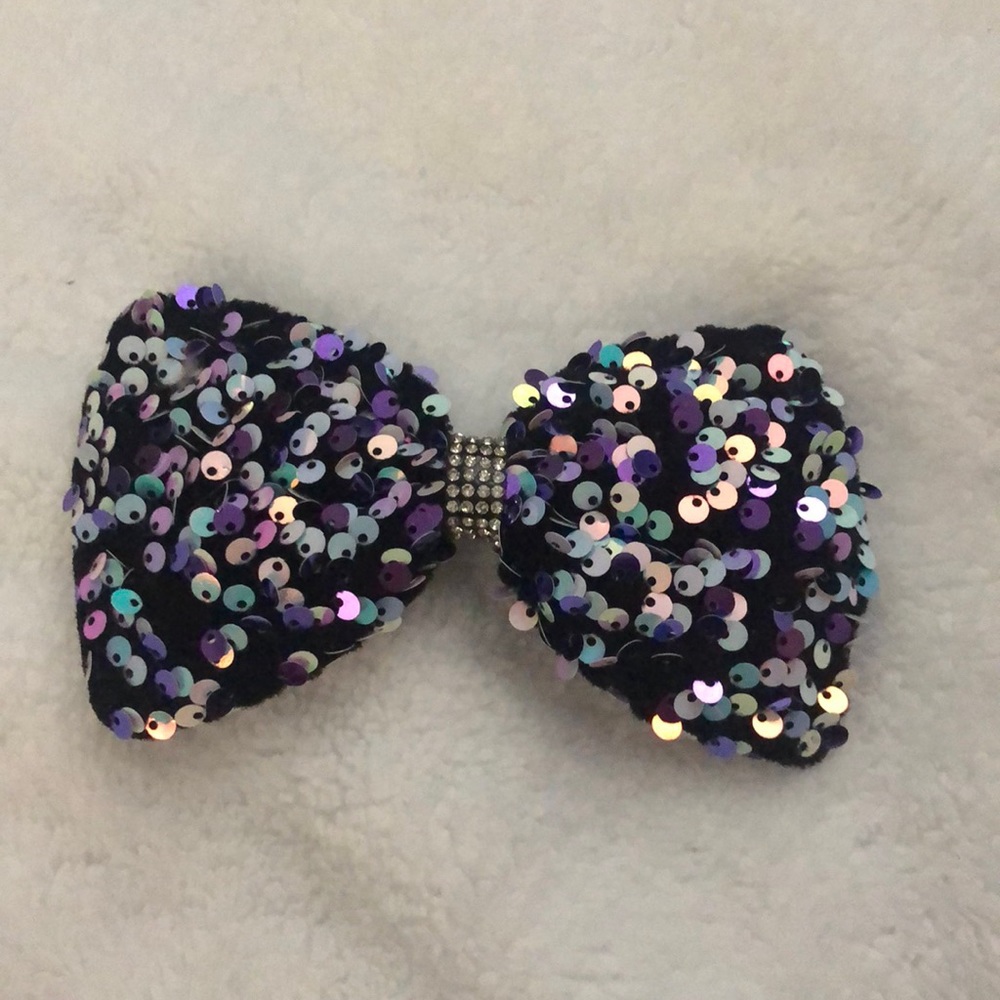 2 for $8 Black and purple  colored sequined bow medium size